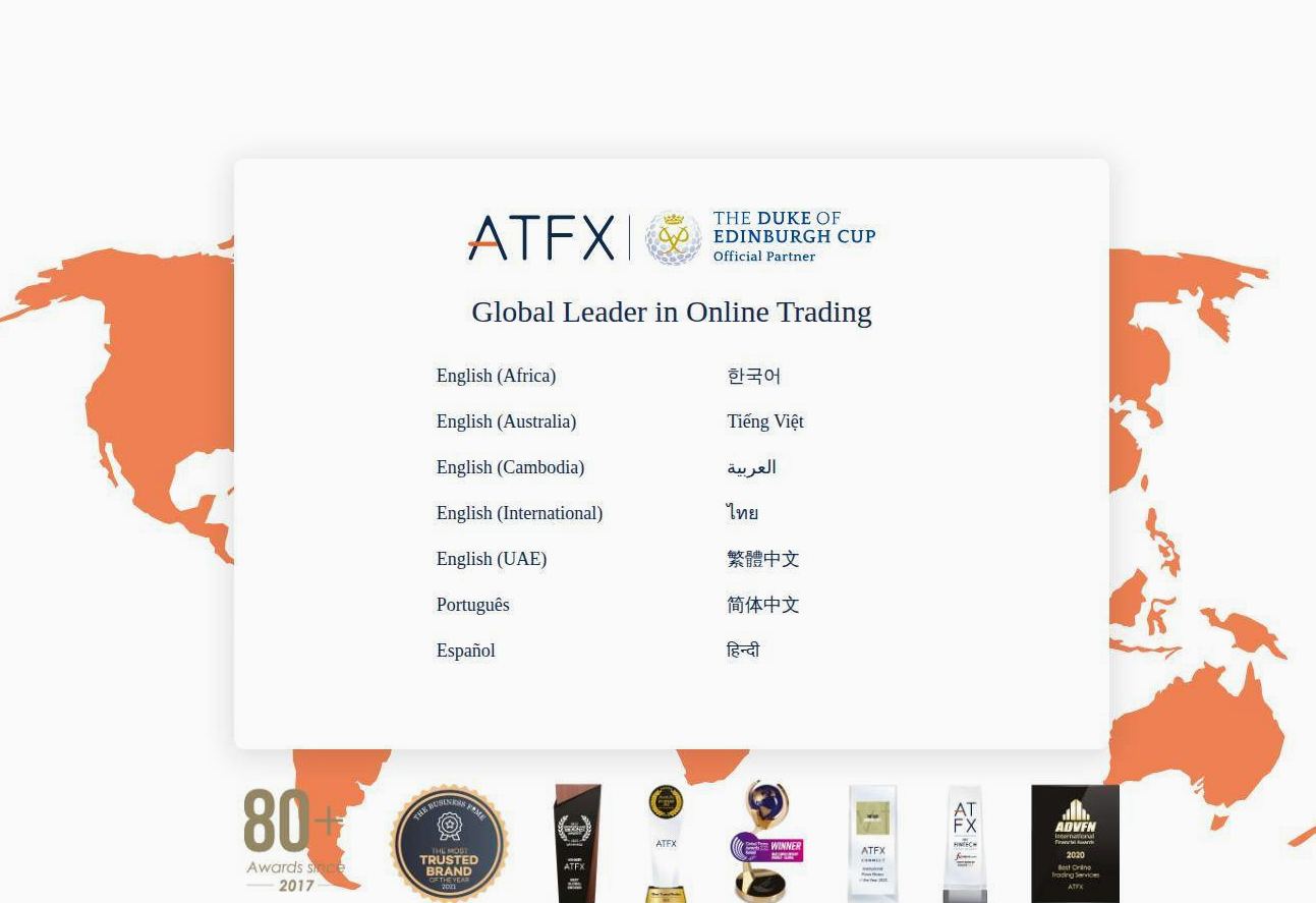 Screenshot of the ATFX website