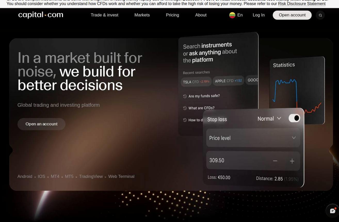 Screenshot of the Capital.com website