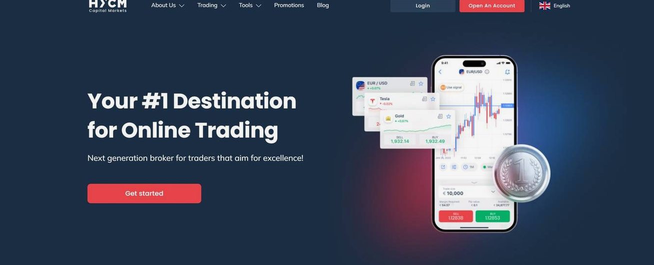Screenshot of the HYCM website