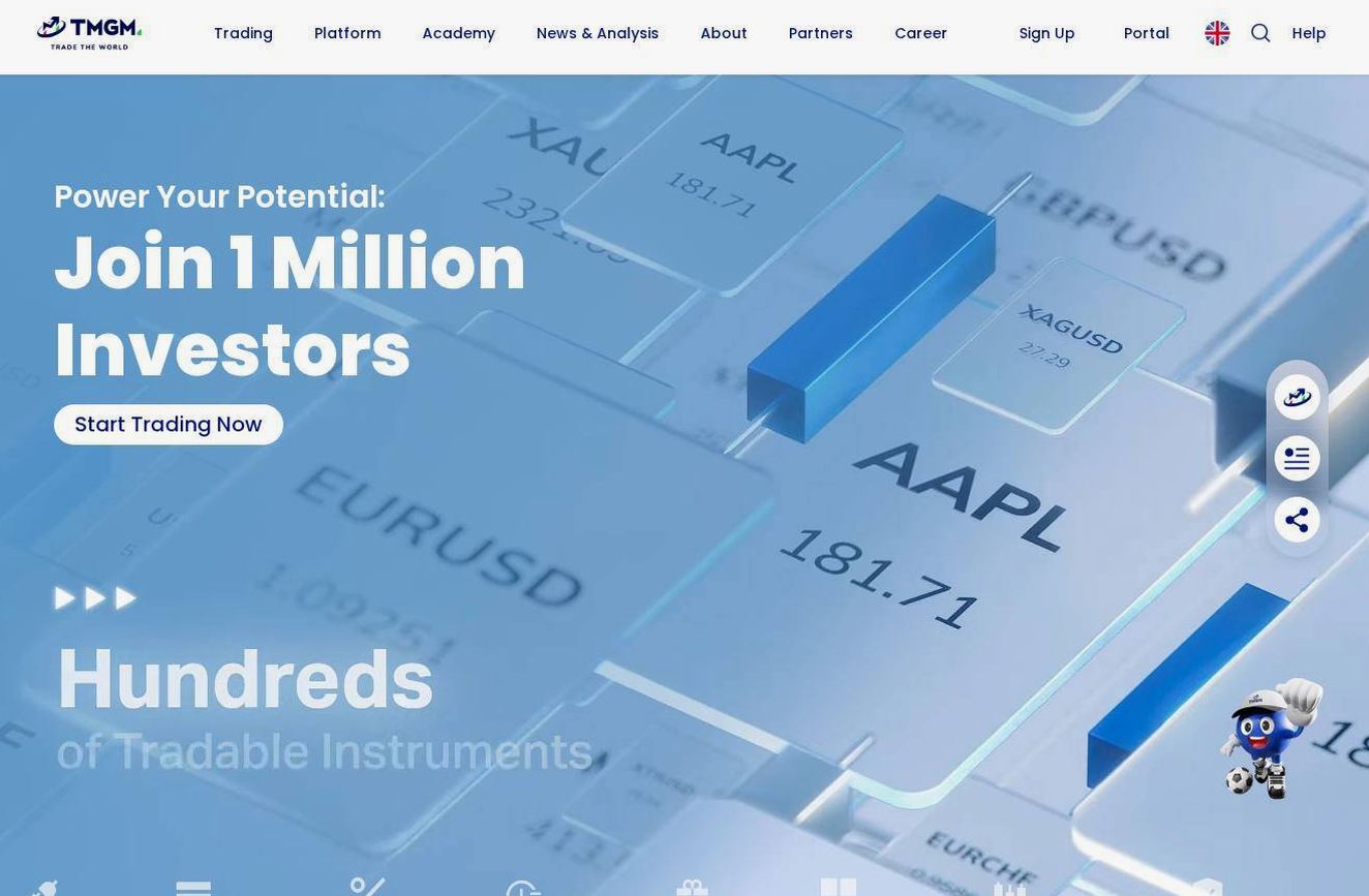 Screenshot of the TMGM website