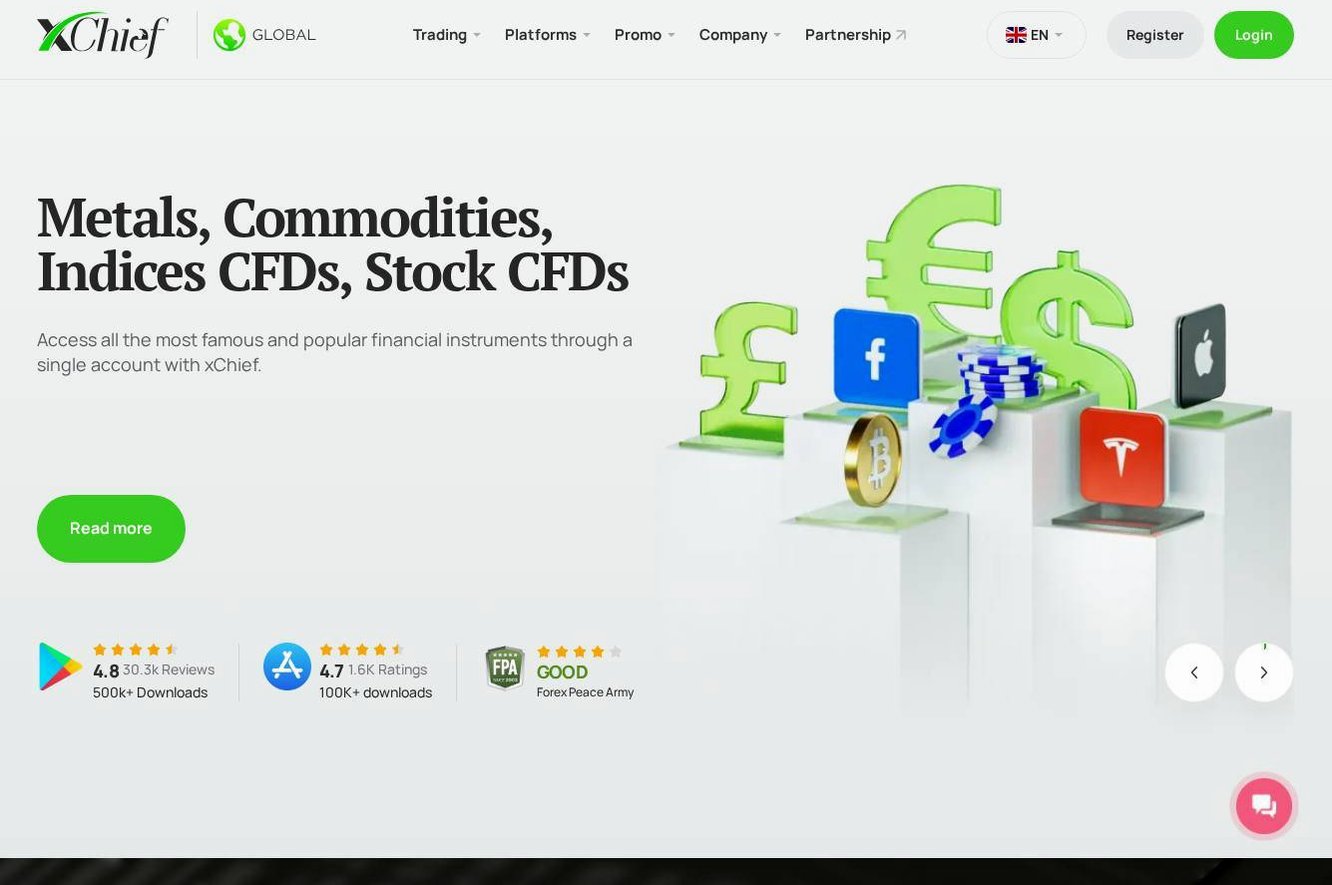 Screenshot of the XChief website